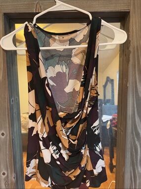 Calvin Klein Floral Wrap Tank Top - Black, Cream, Tan, Deep Green, Purple